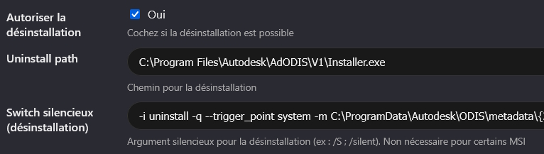 Store portail d'entreprise désinstallation switch
